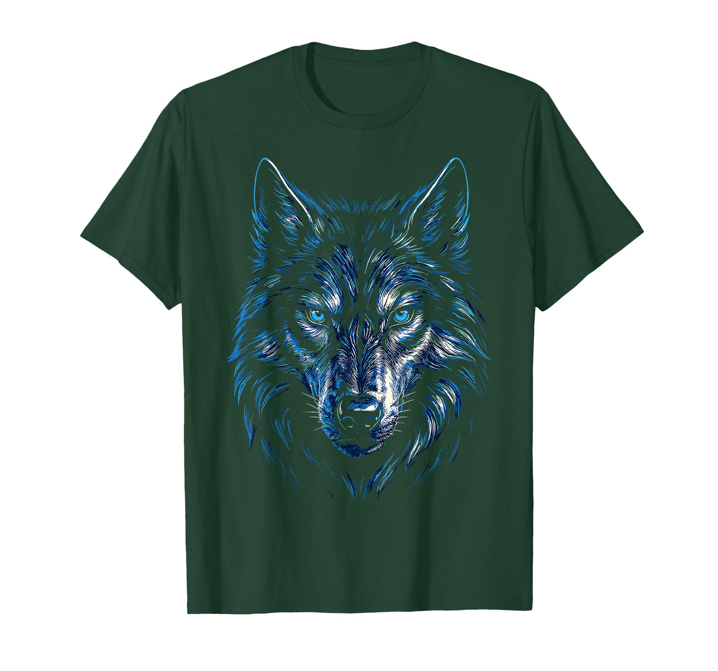 Blue Wolf Head T-Shirt