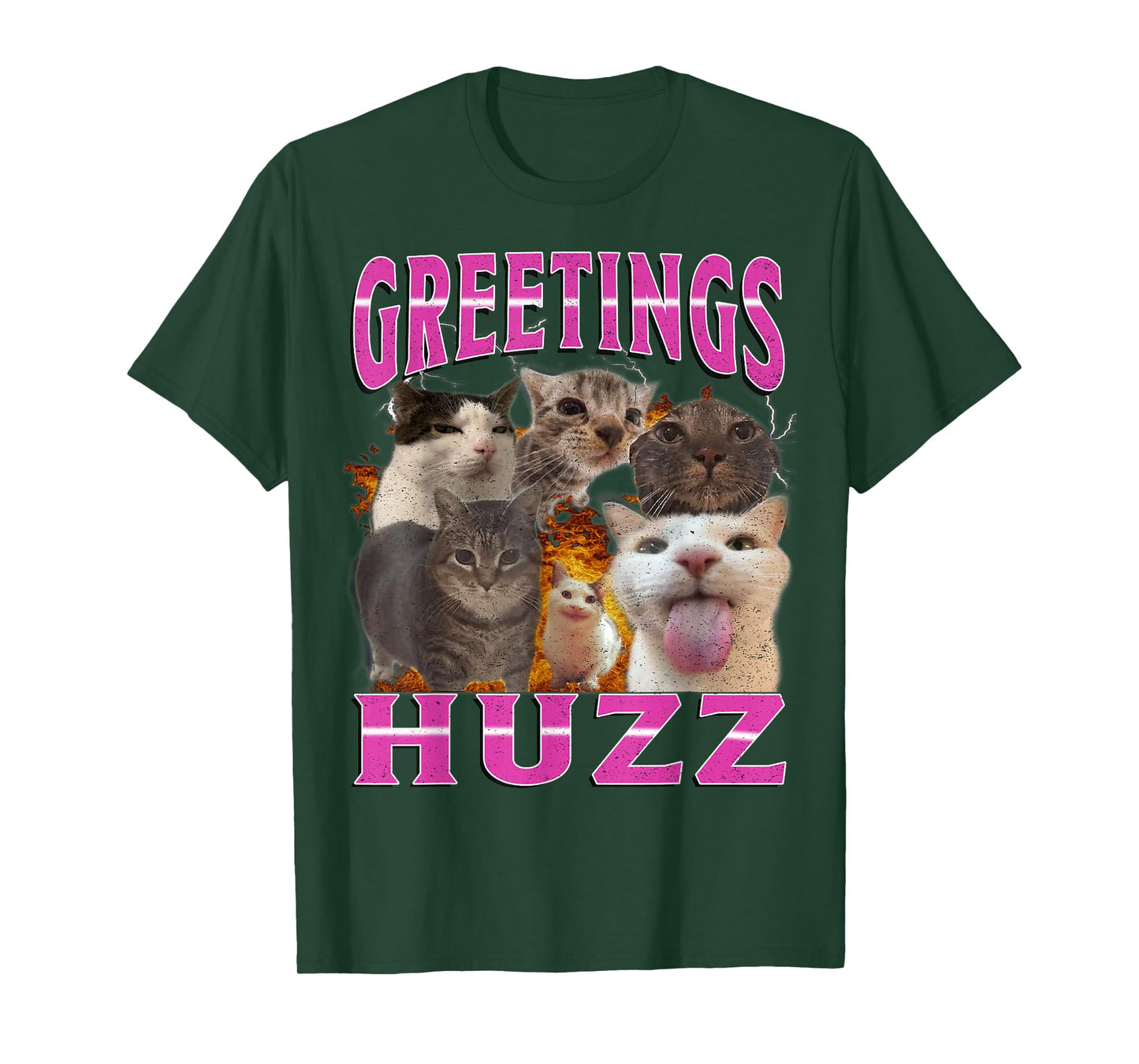 Cat Meme Greetings Huzz Funny Silly Cats Humor Bootleg T-Shirt