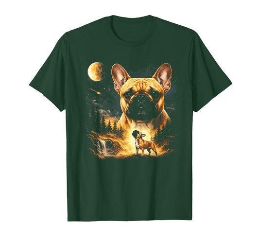 French Bulldog Howling to The Moon Vintage 90s Funny Dog T-Shirt