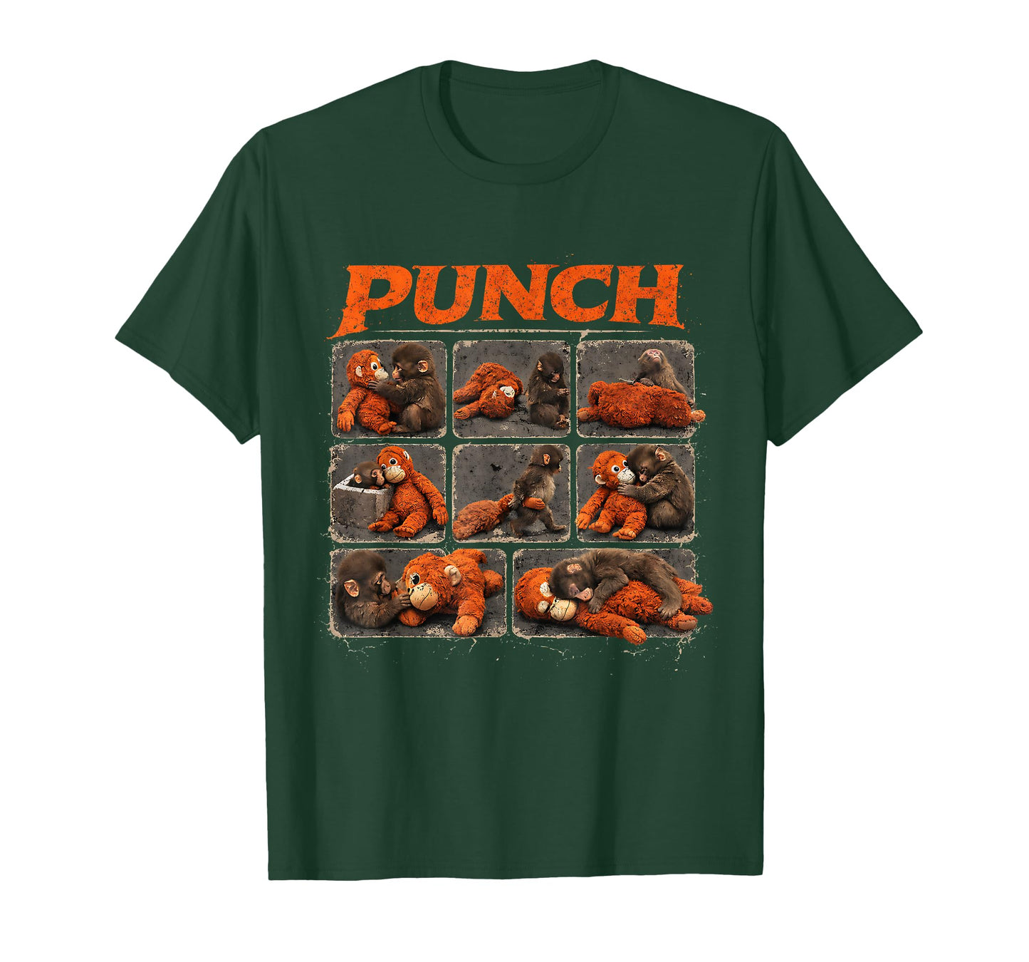 Punch Cute Monkey and Teddy Collage Design T-Shirt