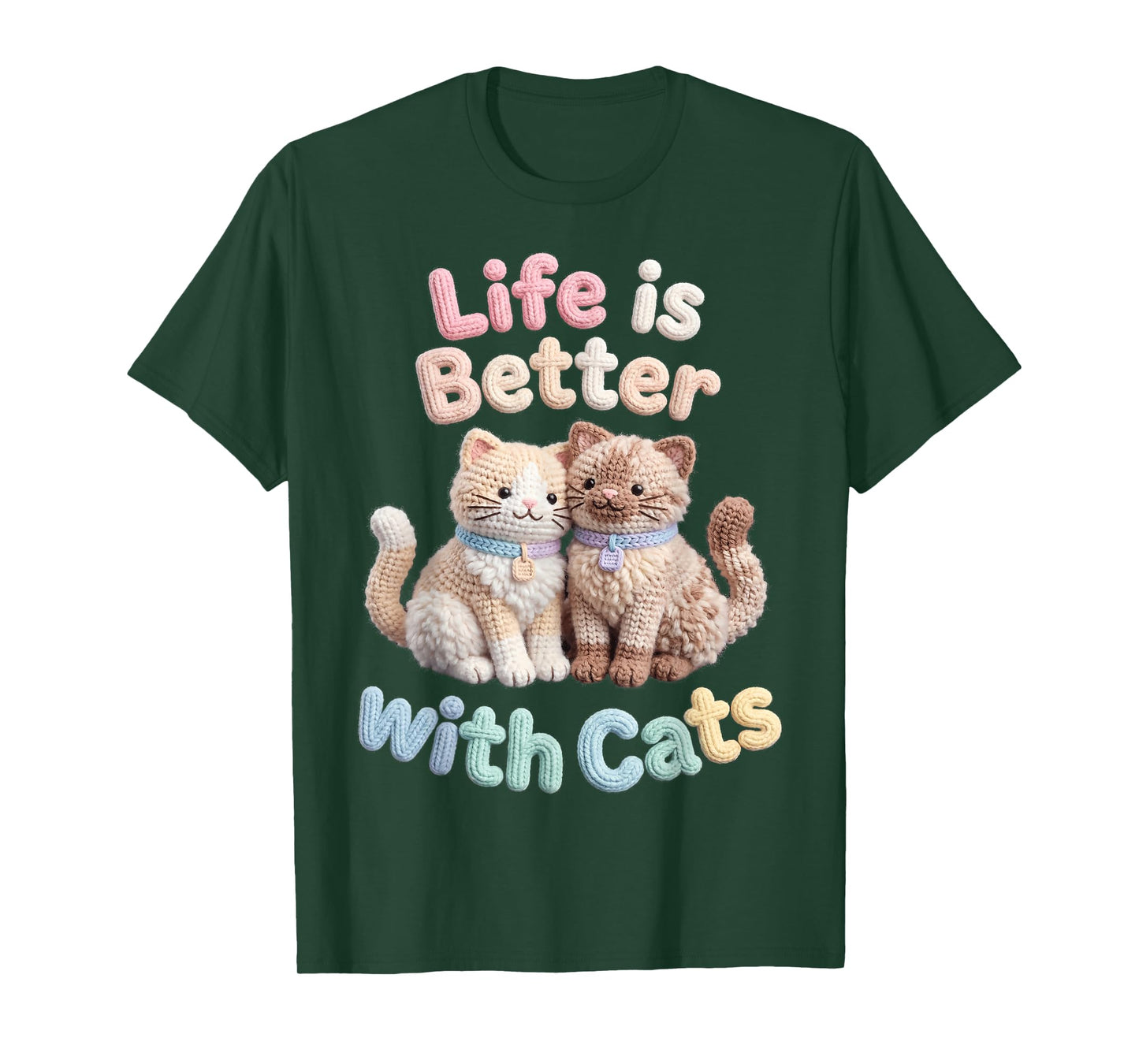 Cat Life is Better with Cats Faux Yarn Feline Owner T-Shirt