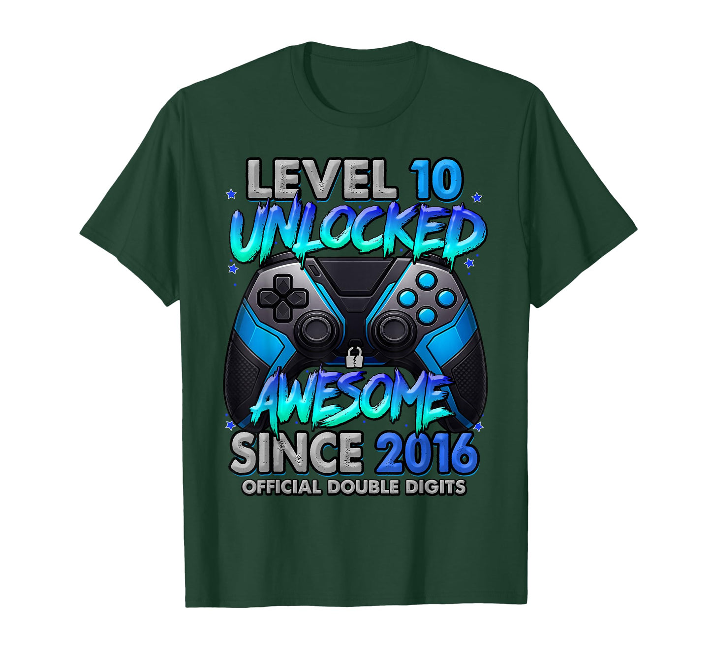Level 10 Unlocked Awesome Since 2016 10th Birthday Gaming T-Shirt