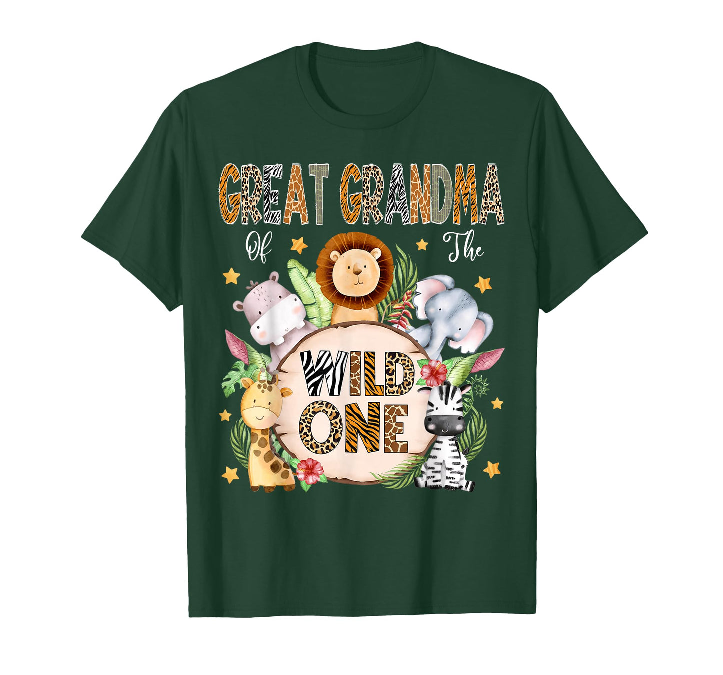 Great Grandma of The Wild One 1St Birthday Kids Safari T-Shirt