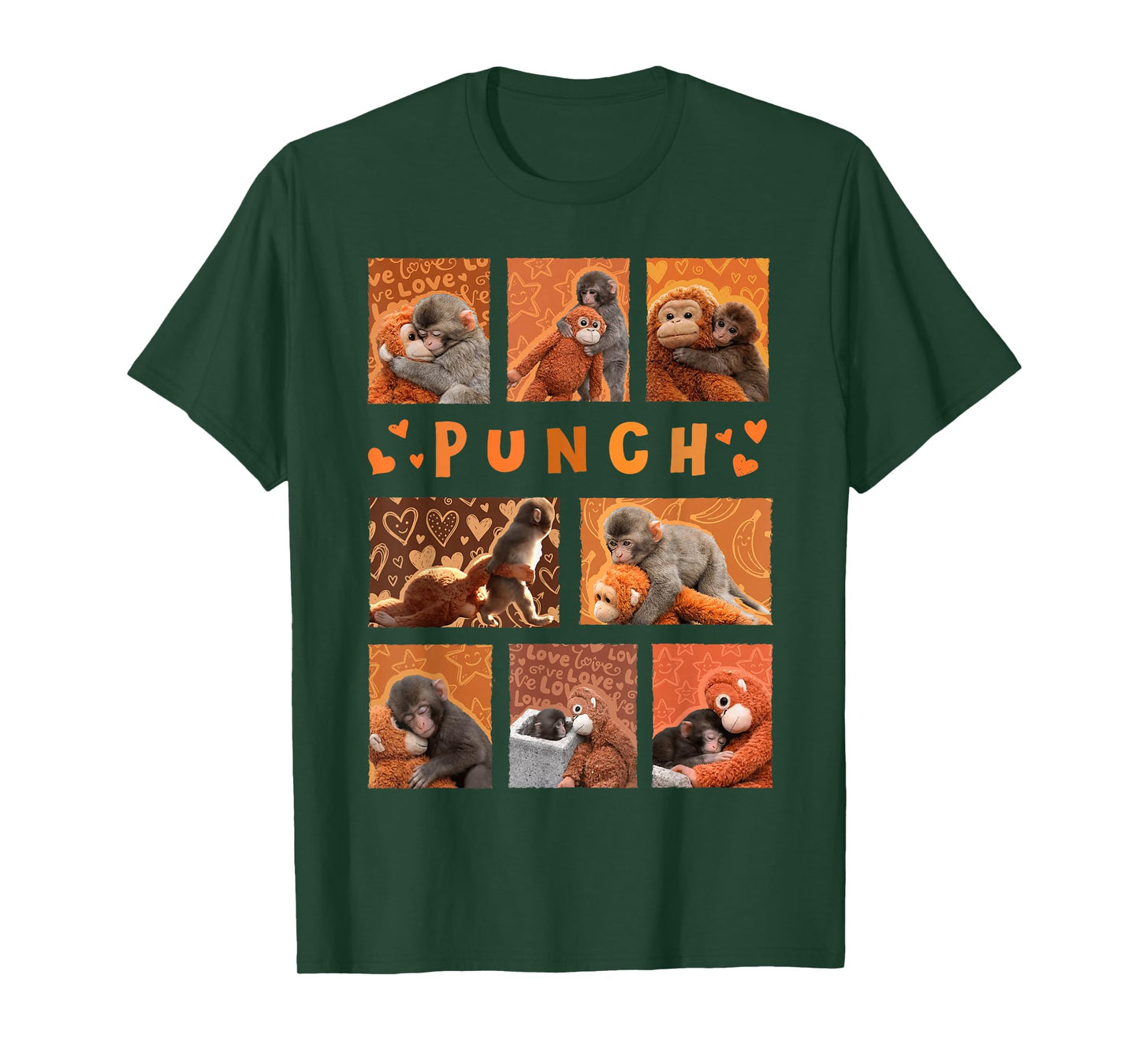 Baby Monkey Punch Mama Monkey Plush Hugs Kids Men Women Cute T-Shirt