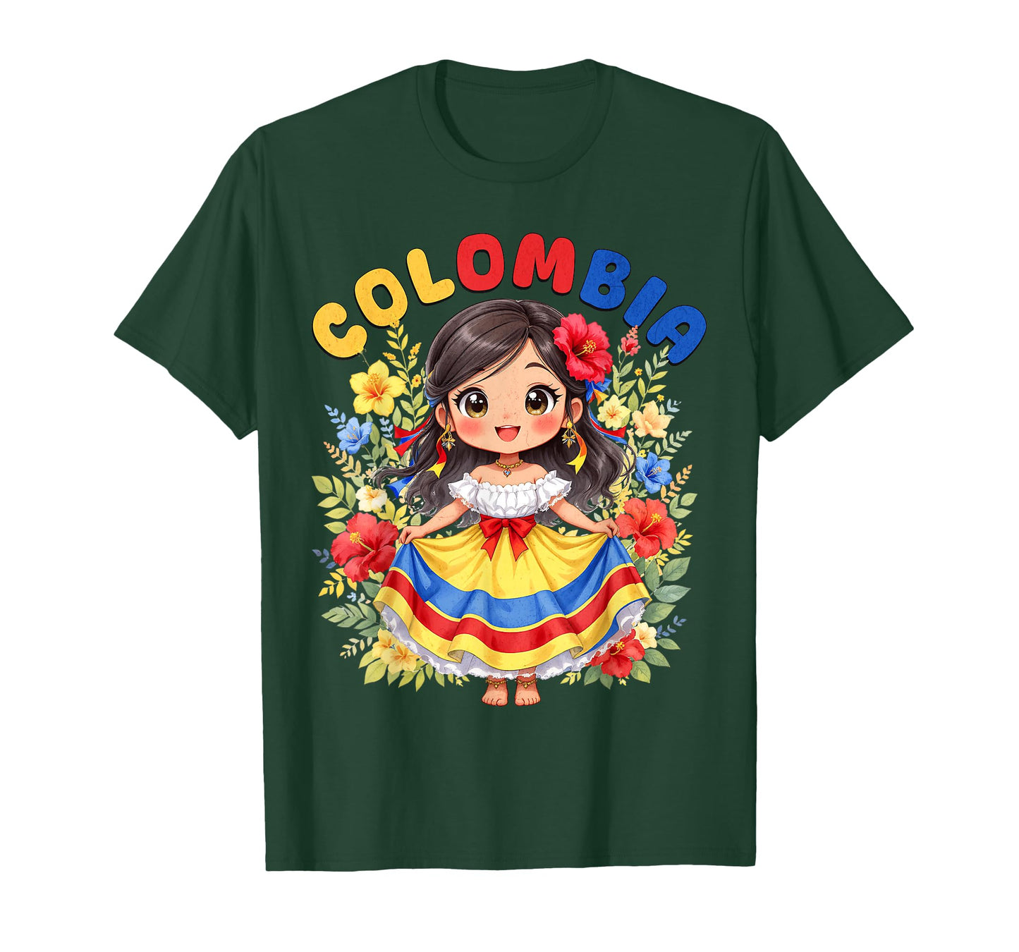 Colombian Girl Traditional Dress Culture Pride for Girls T-Shirt
