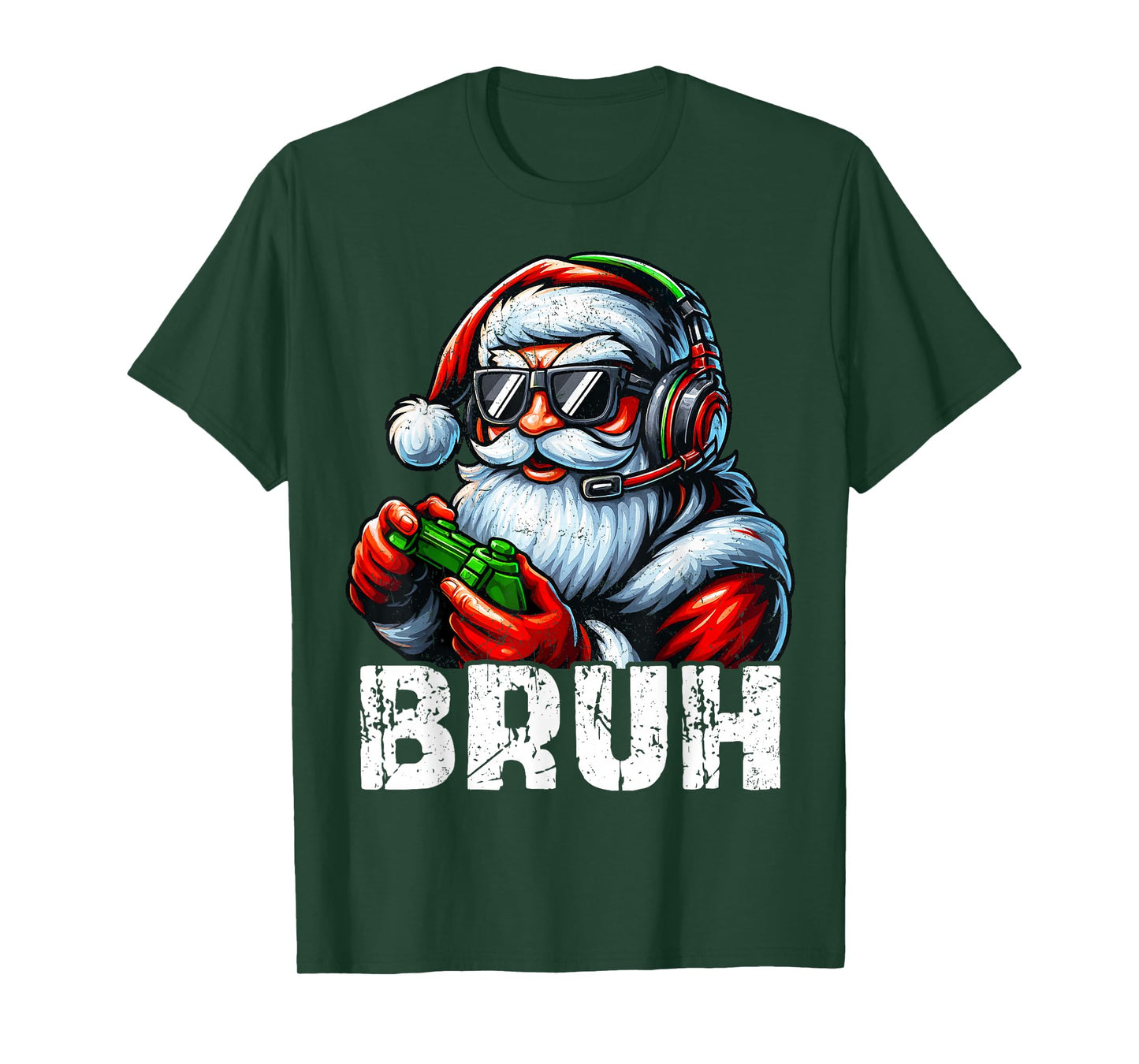 Bruh Funny Santa Gaming Gamer PJs Christmas Xmas Men Boy Kid T-Shirt