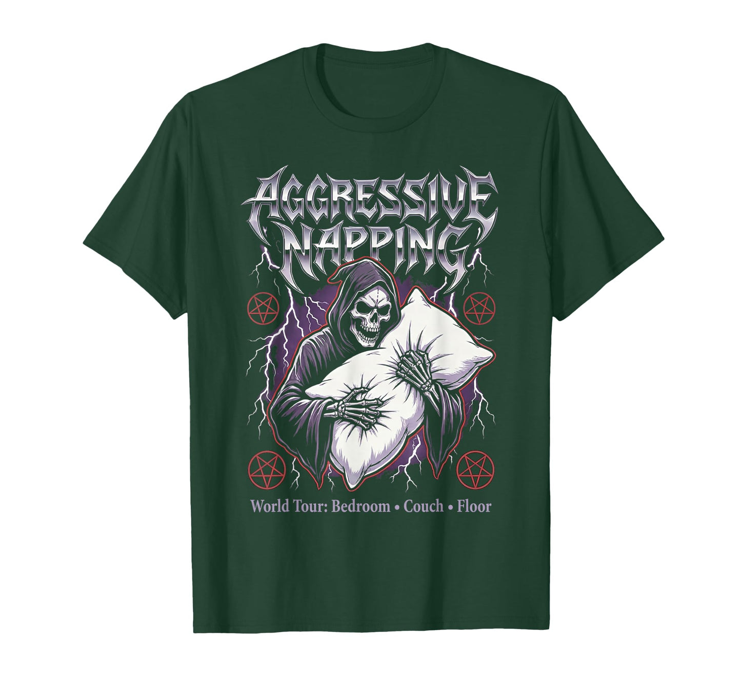 Aggressive Napping Funny Heavy Metal Grim Reaper Sleep T-Shirt