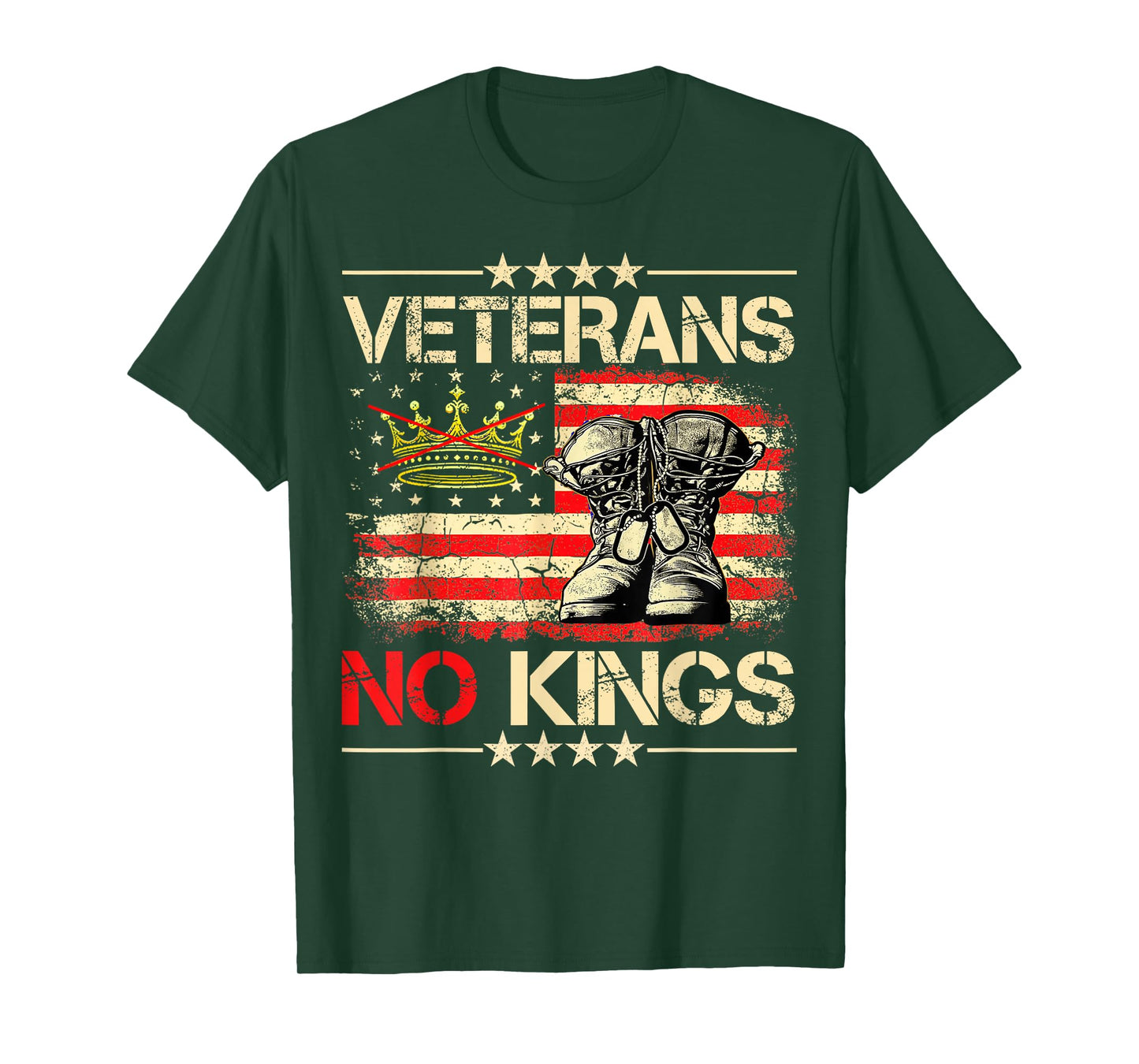 Veterans No Kings Military Protest USA Flag America T-Shirt