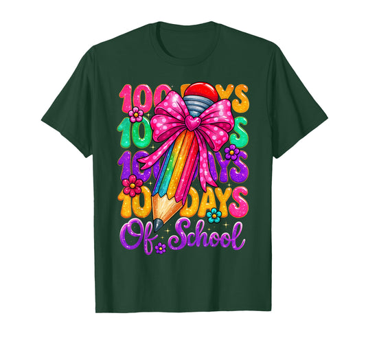 100 Days of School Pencil Coquette 100 Days Smarter T-Shirt