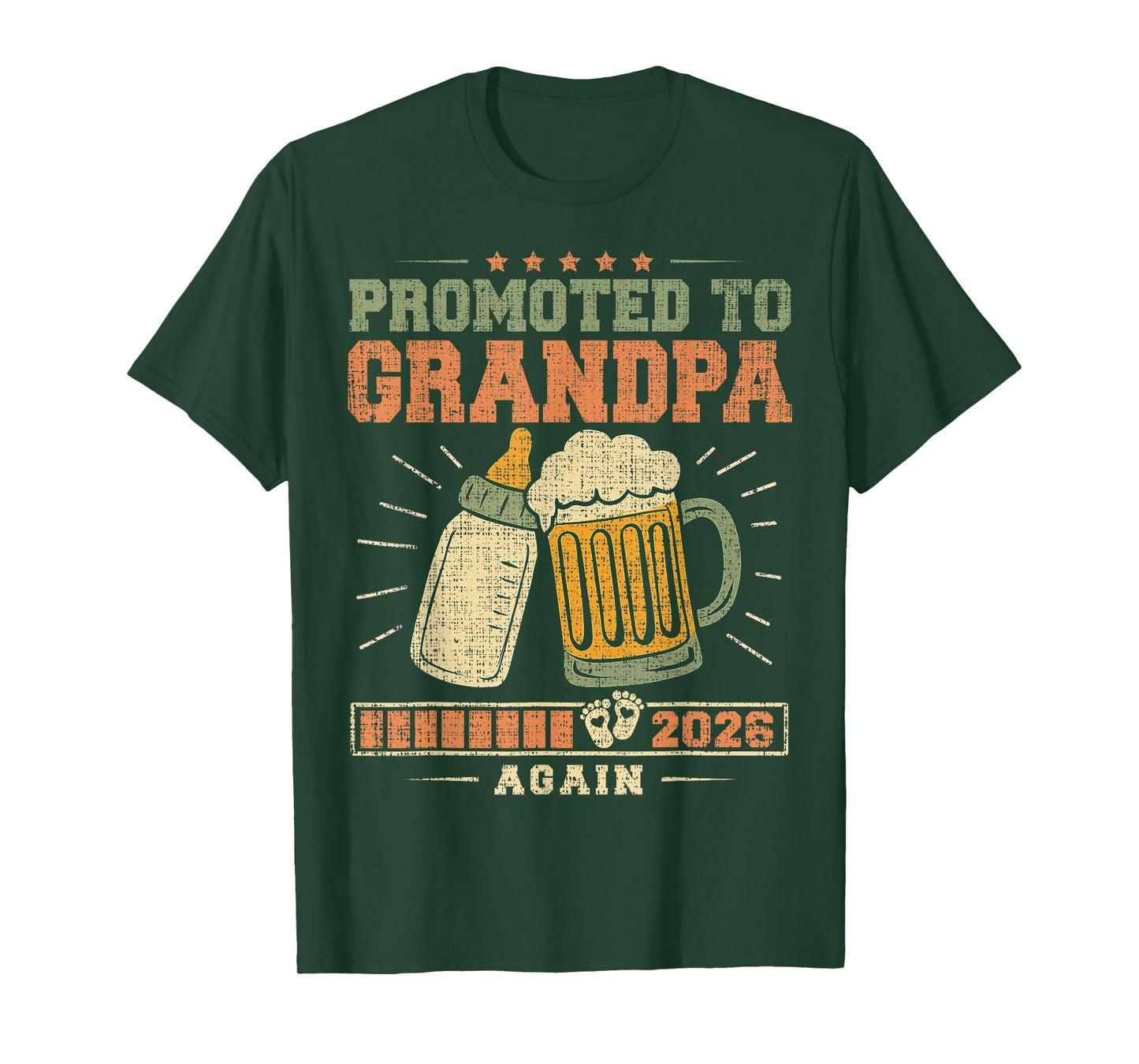Mens Promoted to Grandpa Again 2026 Pregnancy Expecting Baby T-Shirt