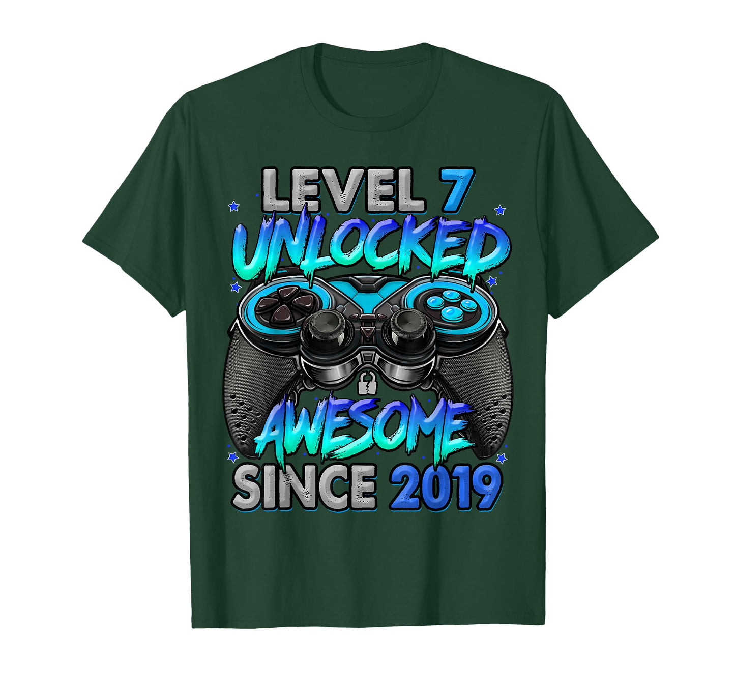 Level 7 Unlocked Awesome Since 2019 7th Birthday Gaming T-Shirt