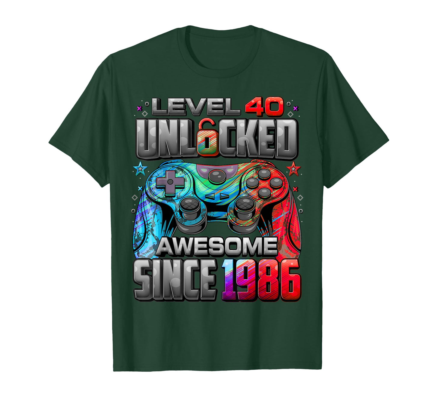 Level 40 Unlocked Awesome Since 1986 40th Birthday Gaming T-Shirt
