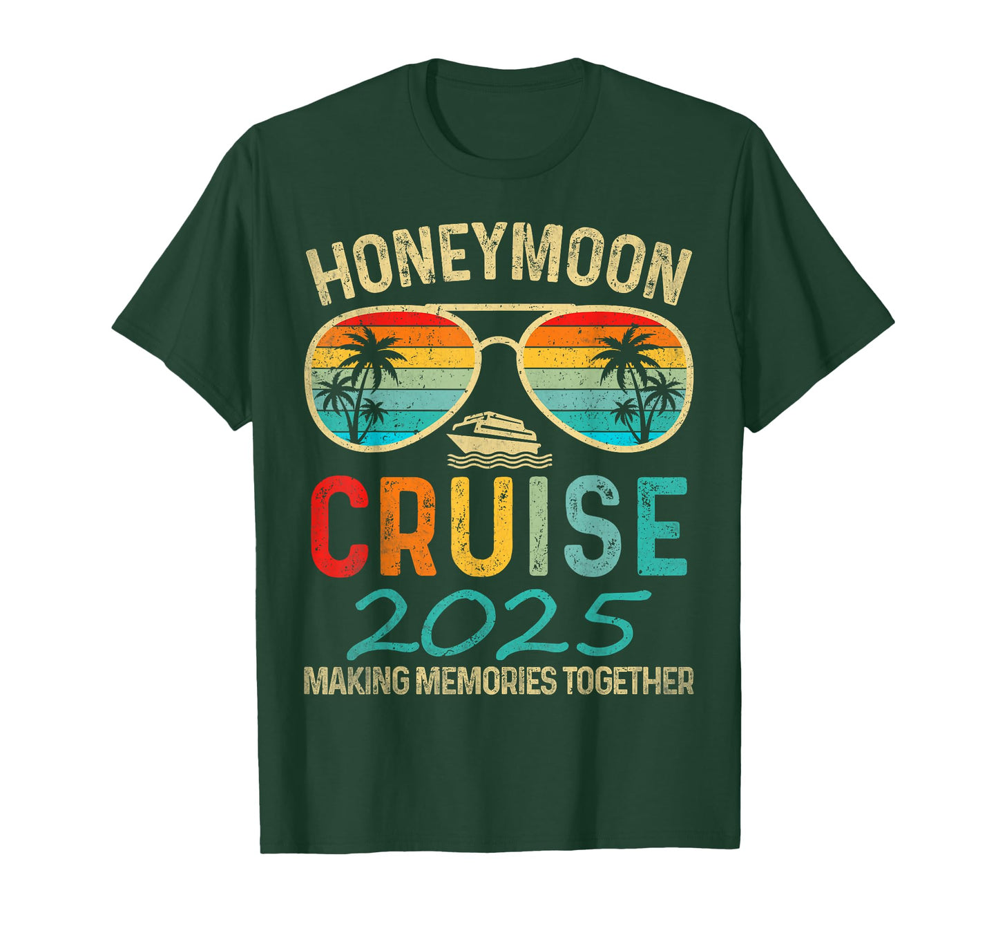 Funny Just Married Honeymoon Cruise 2025 for Couples Wedding T-Shirt