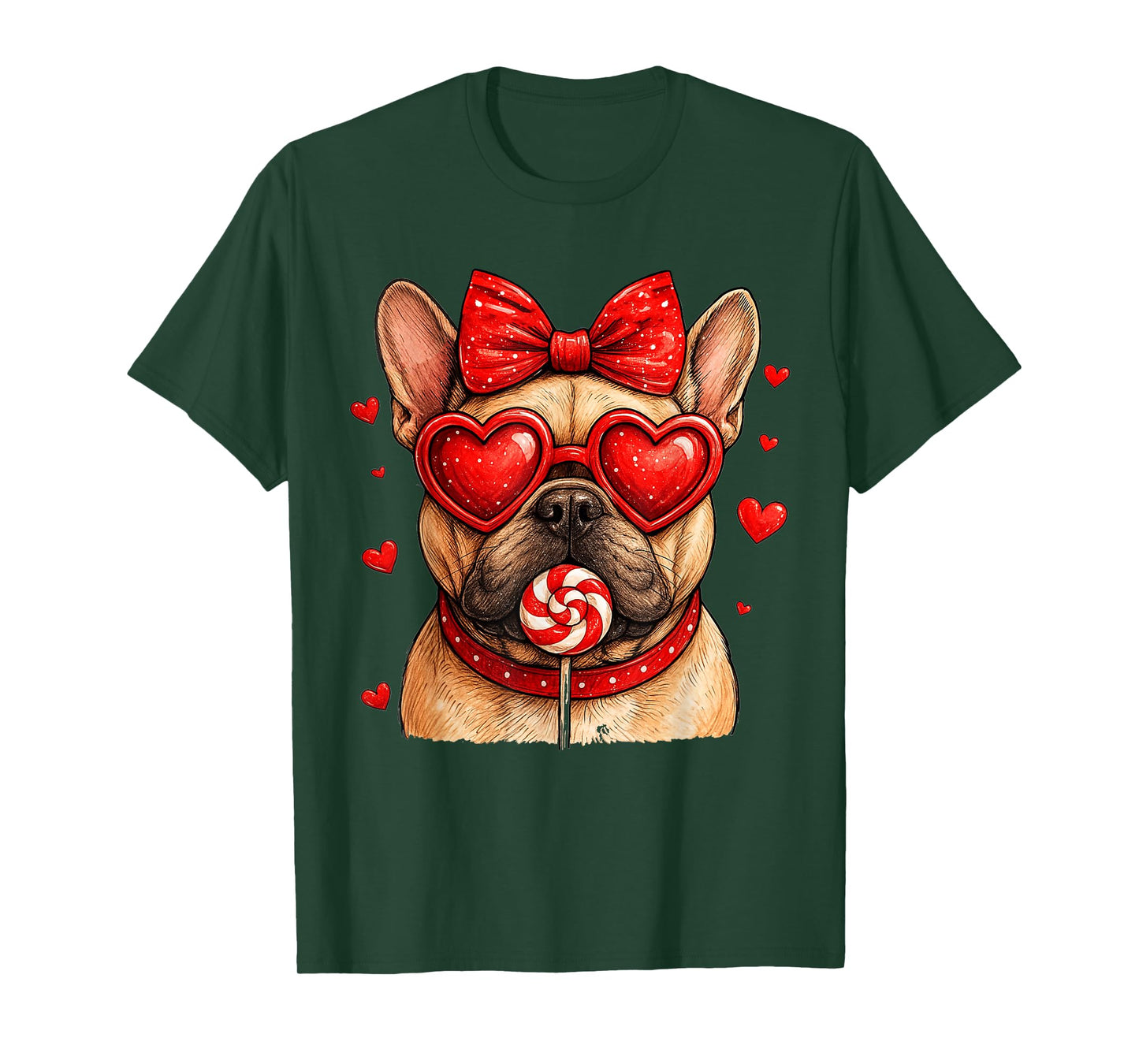 Cute French Bulldog Valentine Heart Candy Valentine Frenchie T-Shirt