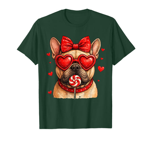 Cute French Bulldog Valentine Heart Candy Valentine Frenchie T-Shirt