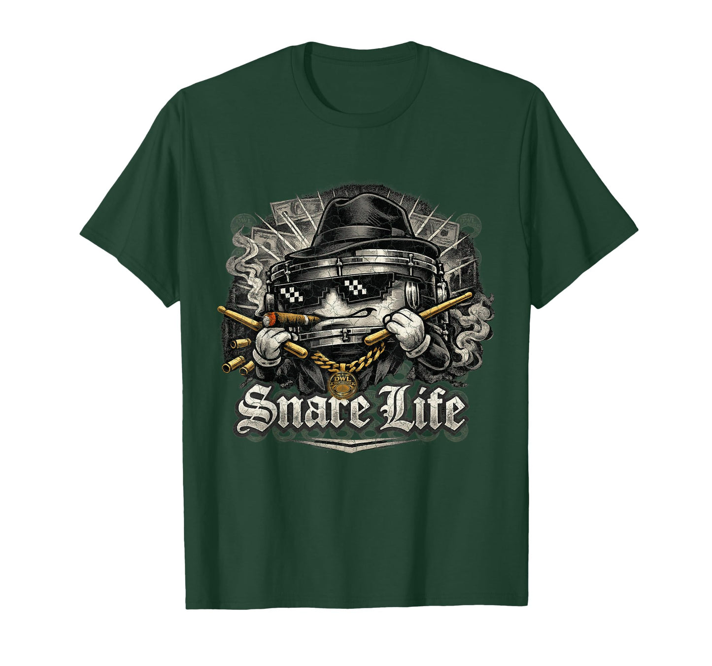 Funny Drummer Snare Life Cartoon Character T-Shirt