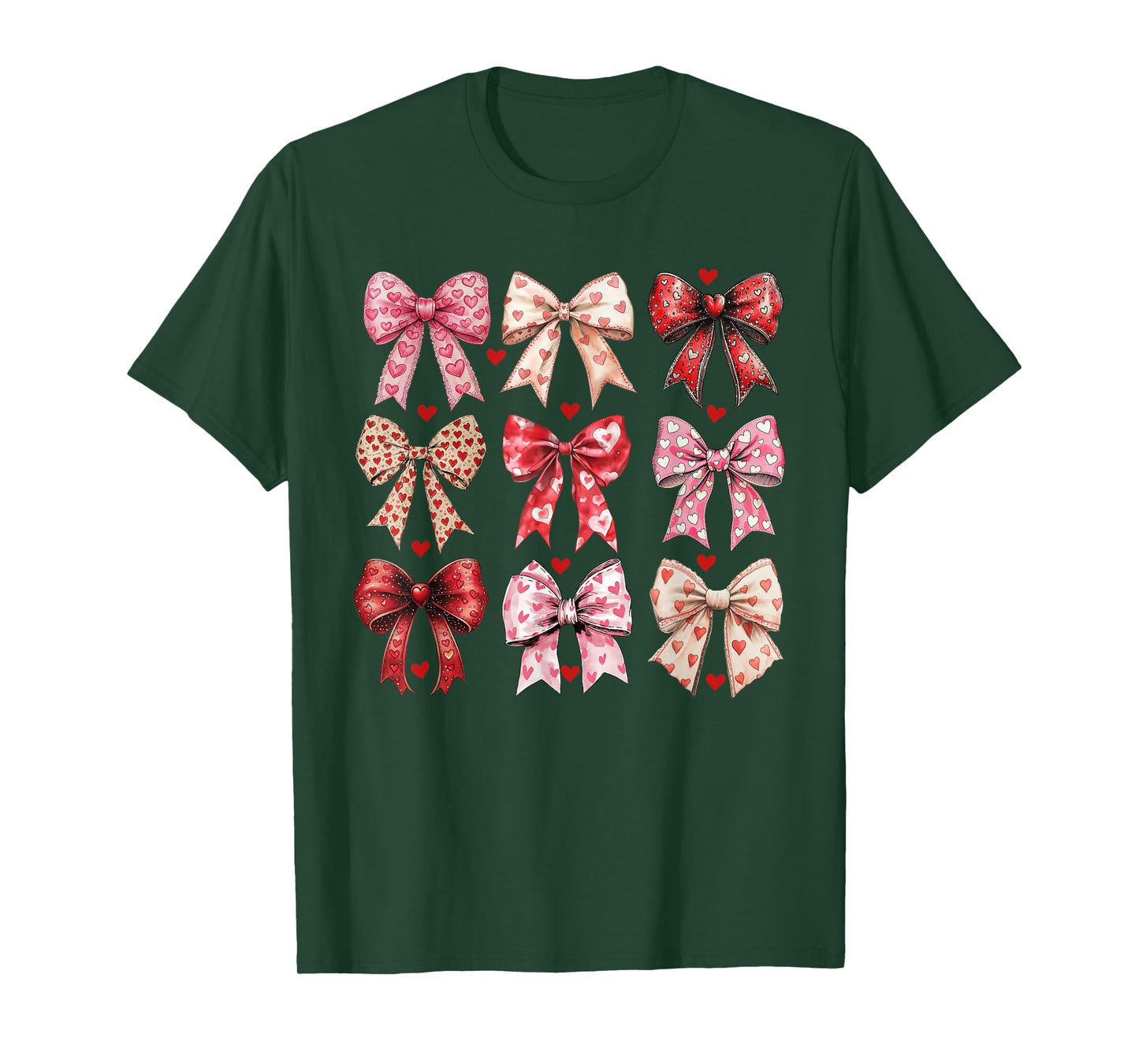 Valentine Hearts Leopard Coquette Bow Women Girls Boys T-Shirt