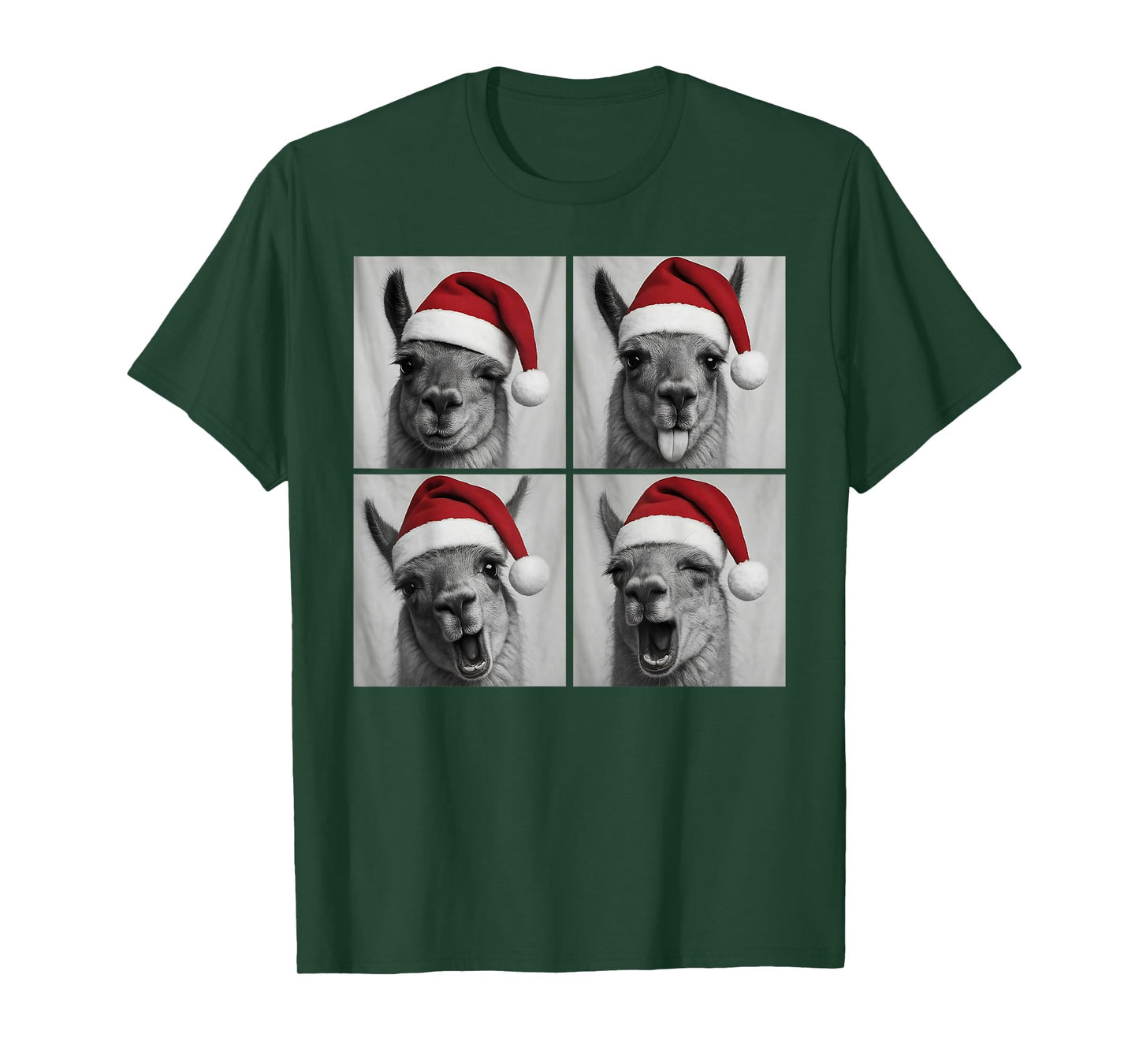 Funny Christmas Llama Santa Photo Booth T-Shirt