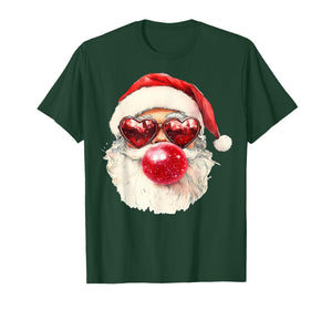 Cute Retro Santa Christmas Blowing Bubble Gum Vintage Girly T-Shirt