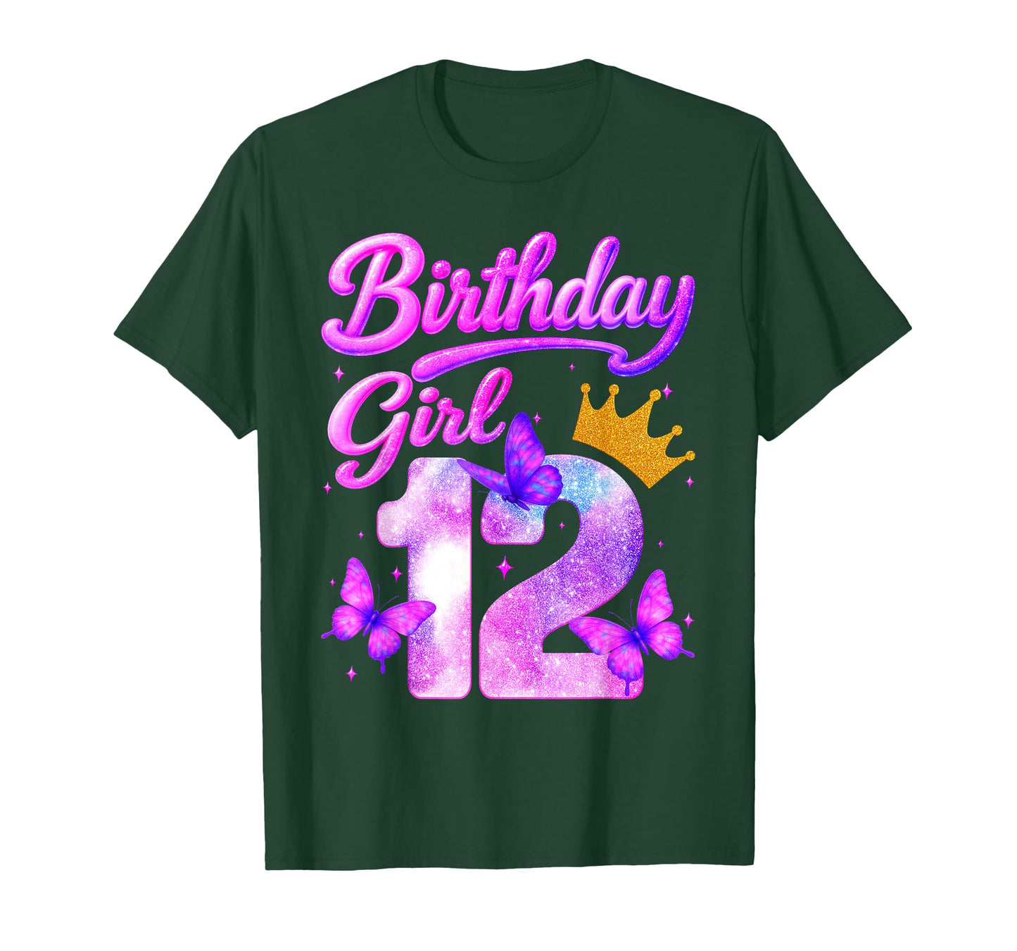 Birthday Girl 12 Year Old Butterfly Theme Party 12nd Bday T-Shirt