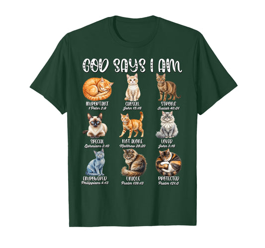 Christian Girl God Says I Am Cat Jesus Faith Bible Verse T-Shirt