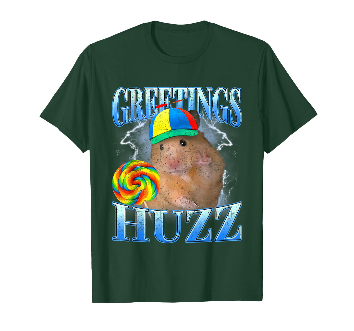 Retro Lollipop Hamster Meme Greetings Huzz Funny Gen Z Alpha T-Shirt