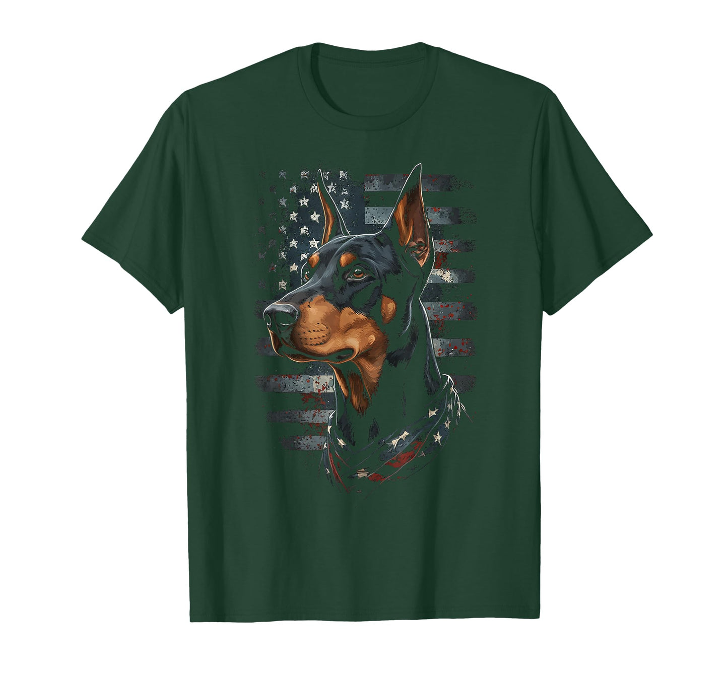Doberman Pinscher Dog American Flag Patriotic Vintage USA T-Shirt