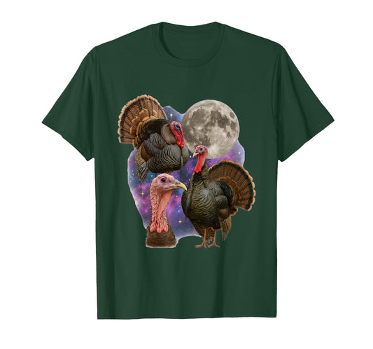 Three Turkey Moon Funny Family Thanksgiving Meme T-Shirt