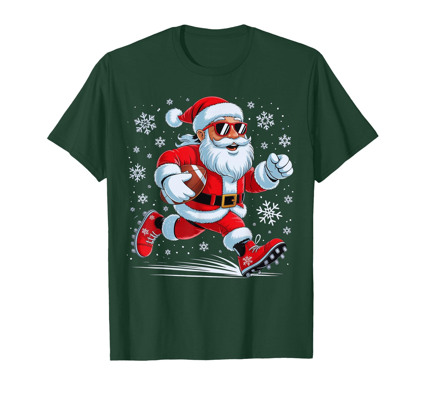 Santa Playing Football Christmas Players Sport for Men Boys T-Shirt