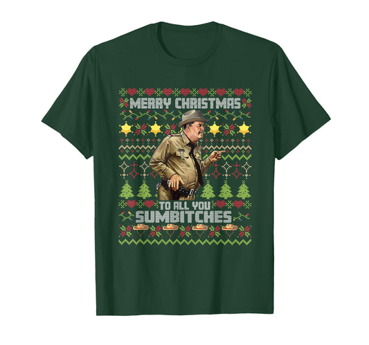 Funny Retro Sheriff Ugly Christmas Sweater Southern Humor T-Shirt
