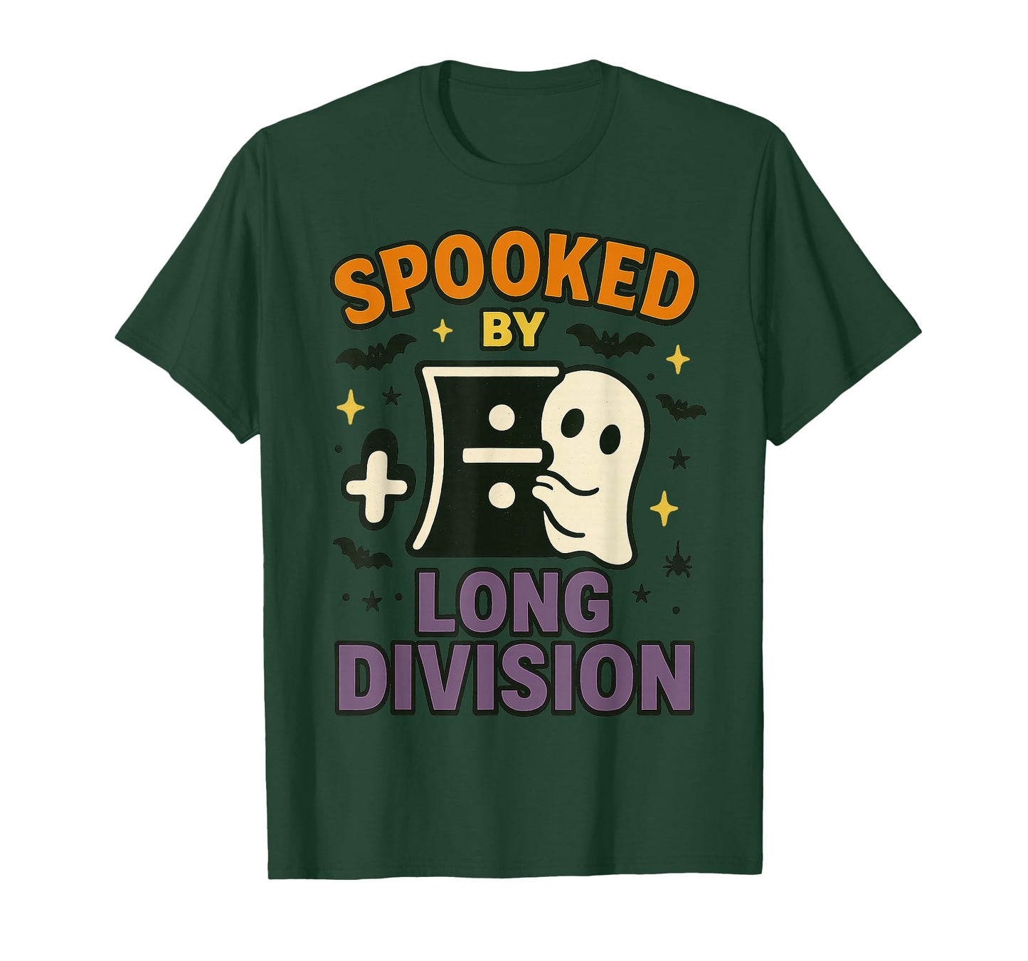 Spooked by Long Division Funny Math Halloween Design T-Shirt