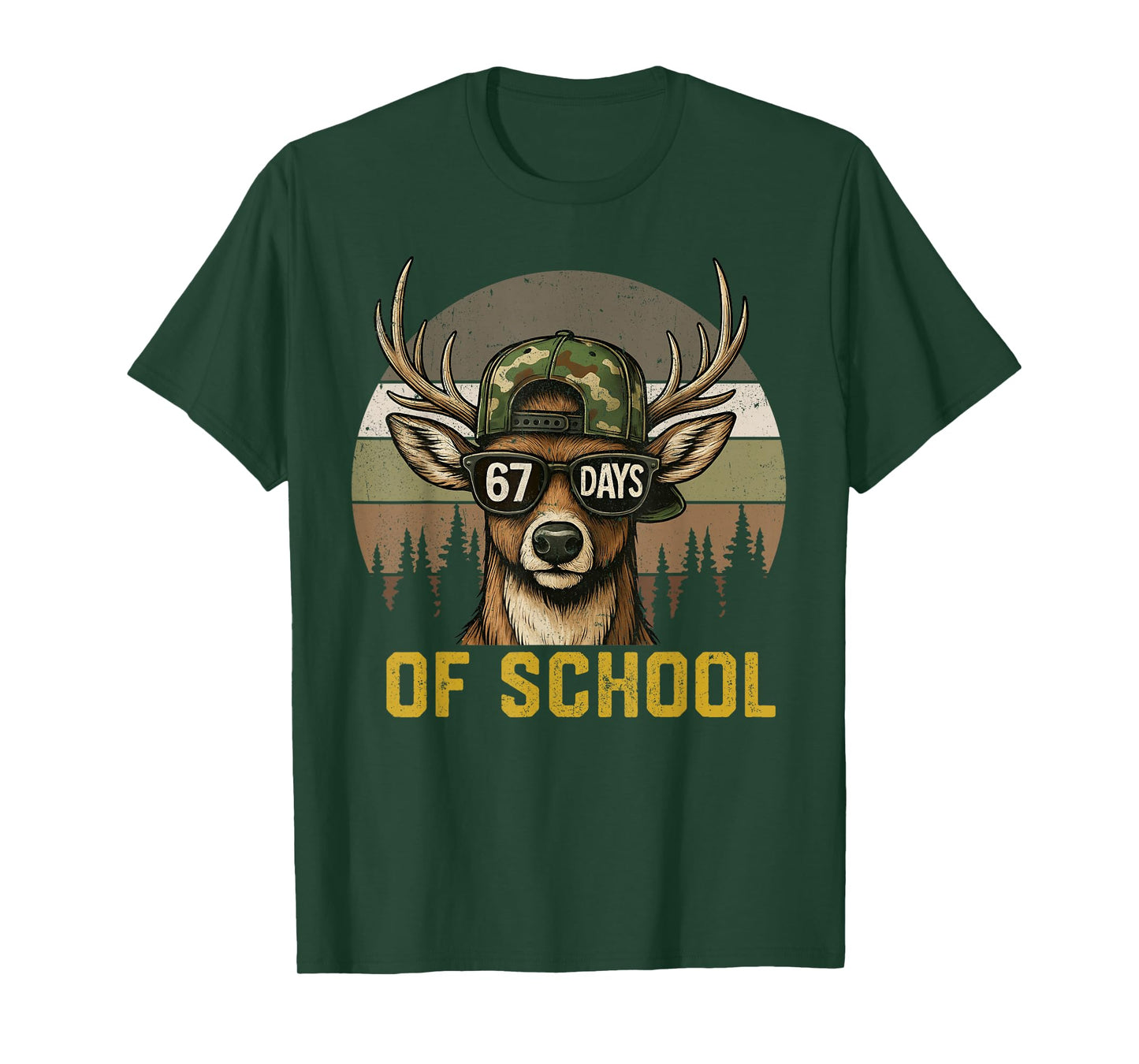 67 Days of School Deer Hunting Boy Camo Boy Girl Teacher T-Shirt