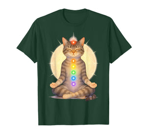 Meditating Chakra Cat Yoga Spiritual Cat Lovers Mandala T-Shirt