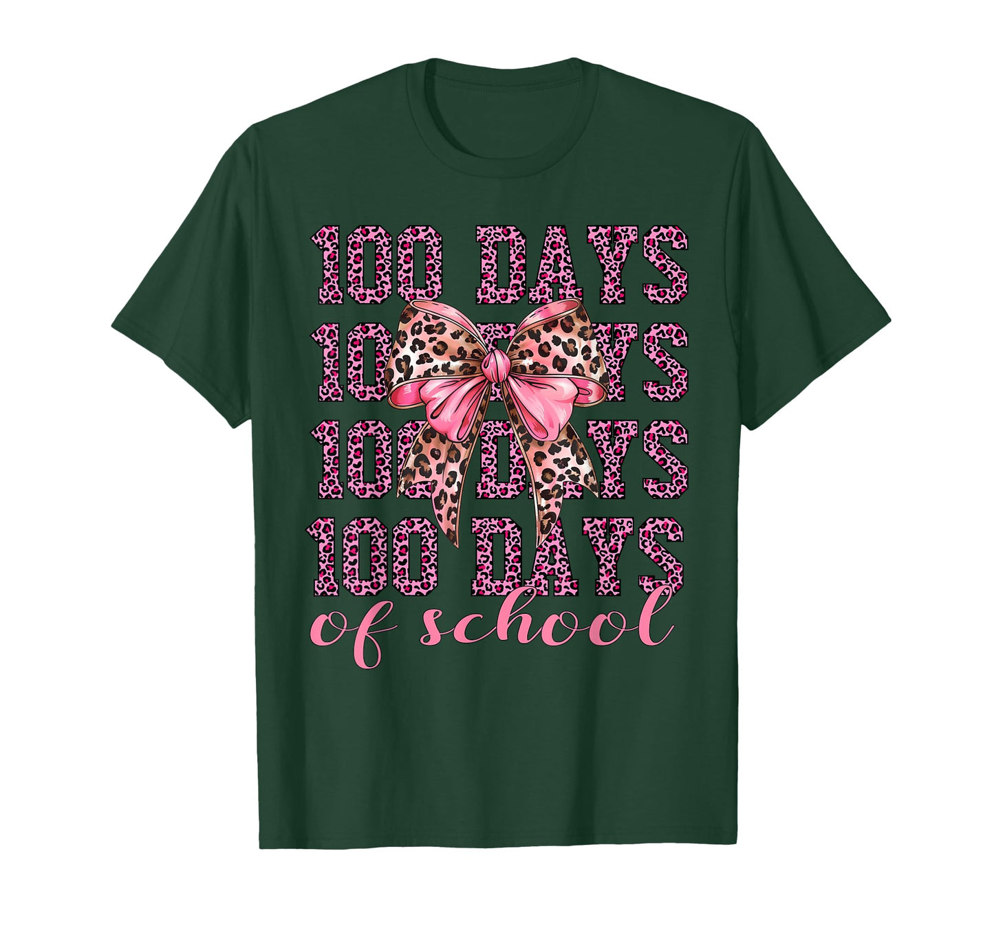 I Survived 100 Days of School 100th Day of School Leopard T-Shirt