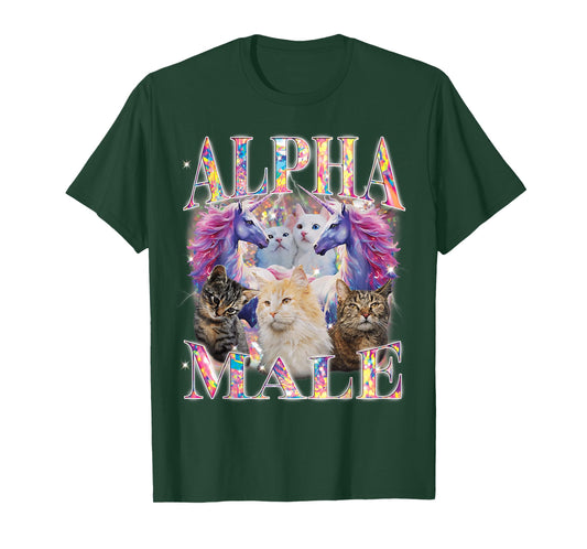 Alpha Male Unicorn Cat Ironic Vintage Bootleg Men Women T-Shirt