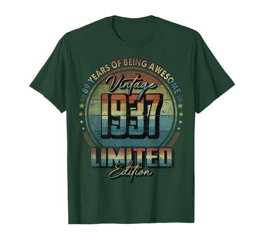 Vintage 1937 Limited Edition Shirt 89 Year Old 89th Birthday T-Shirt