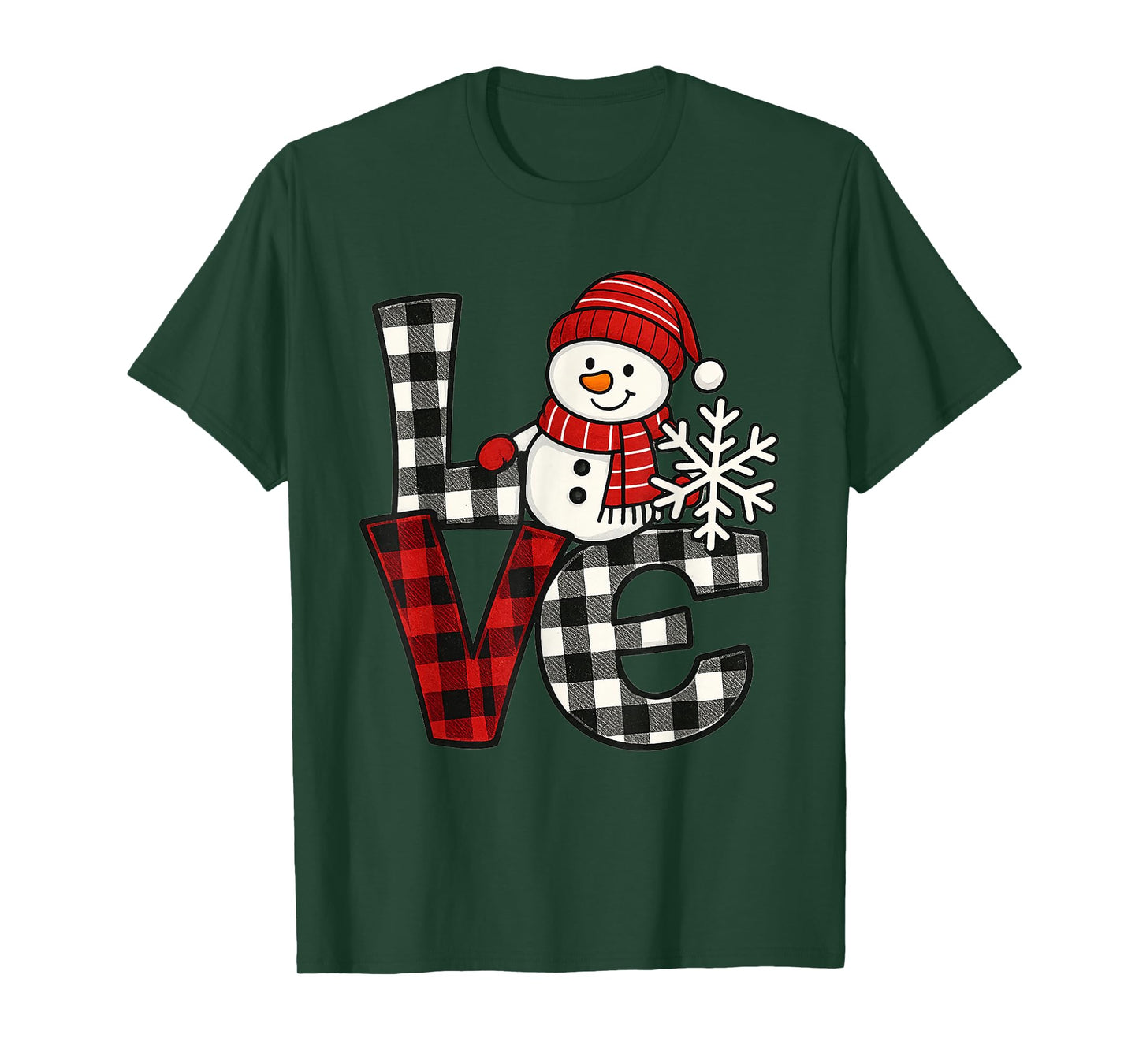 Love Snowman Buffalo Plaid Christmas Winter T-Shirt