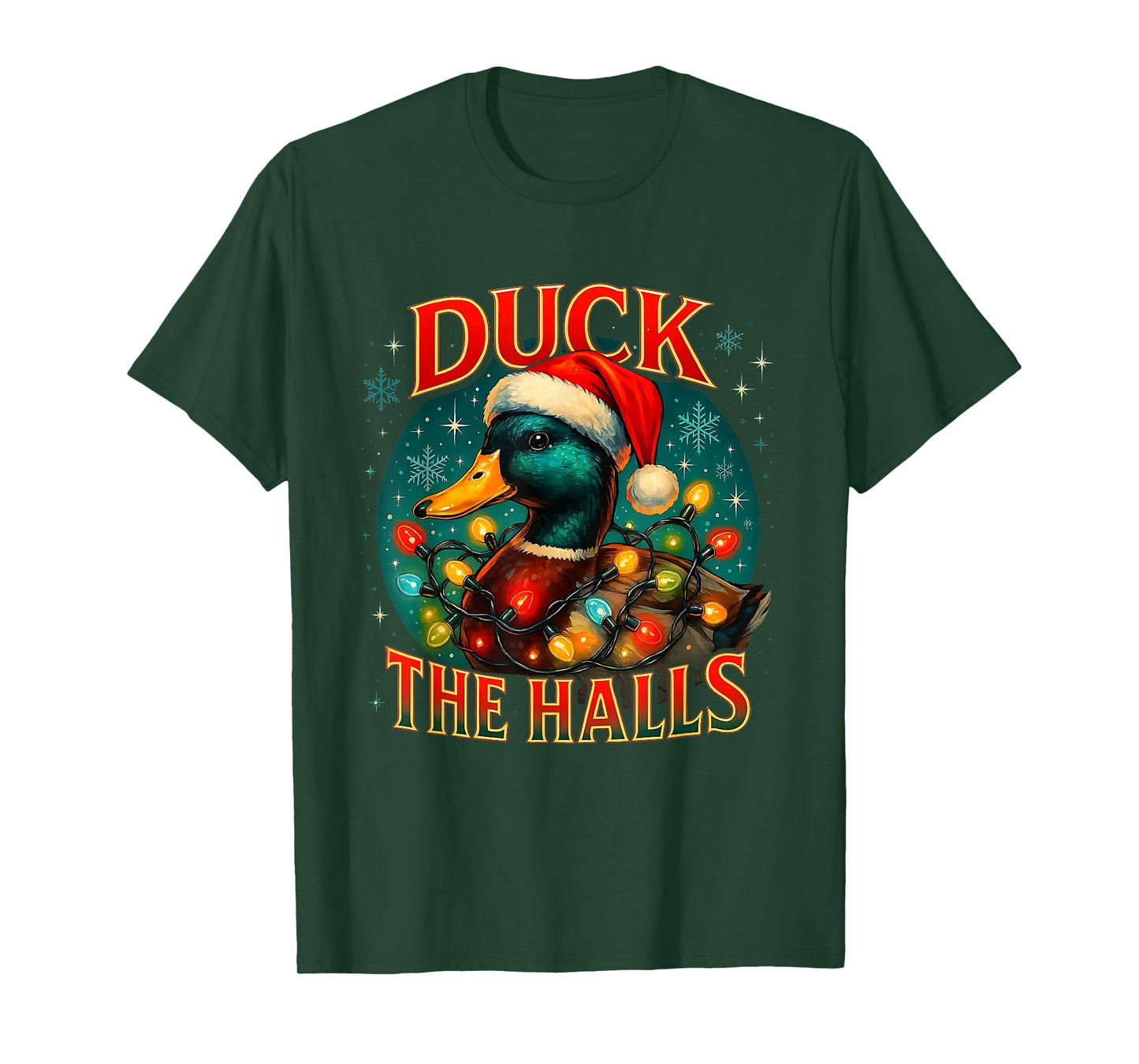 Duck The Halls Funny Christmas Lights Hunting Season T-Shirt