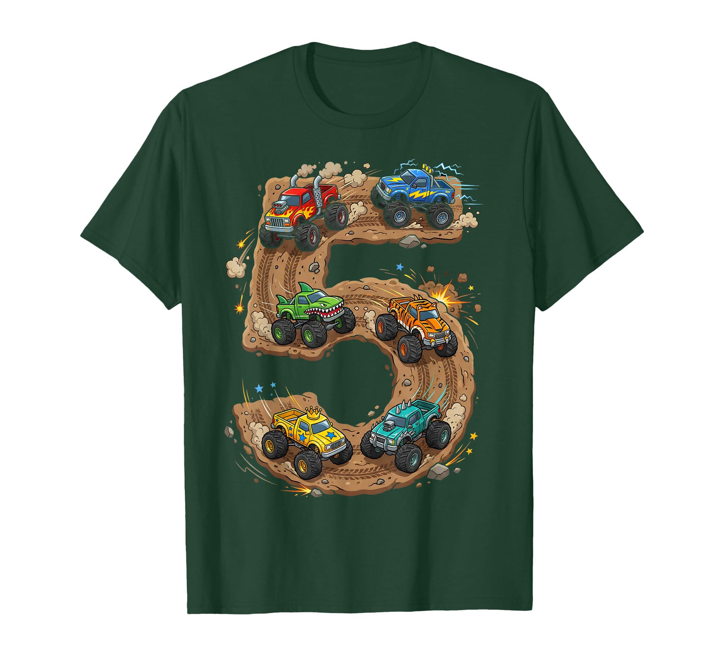 5 Year Old Monster Truck Boy Toddler 5th Birthday Party T-Shirt