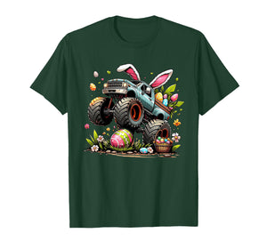 Kids Boys Happy Easter Day Bunny Monster Truck Egg Hunt T-Shirt