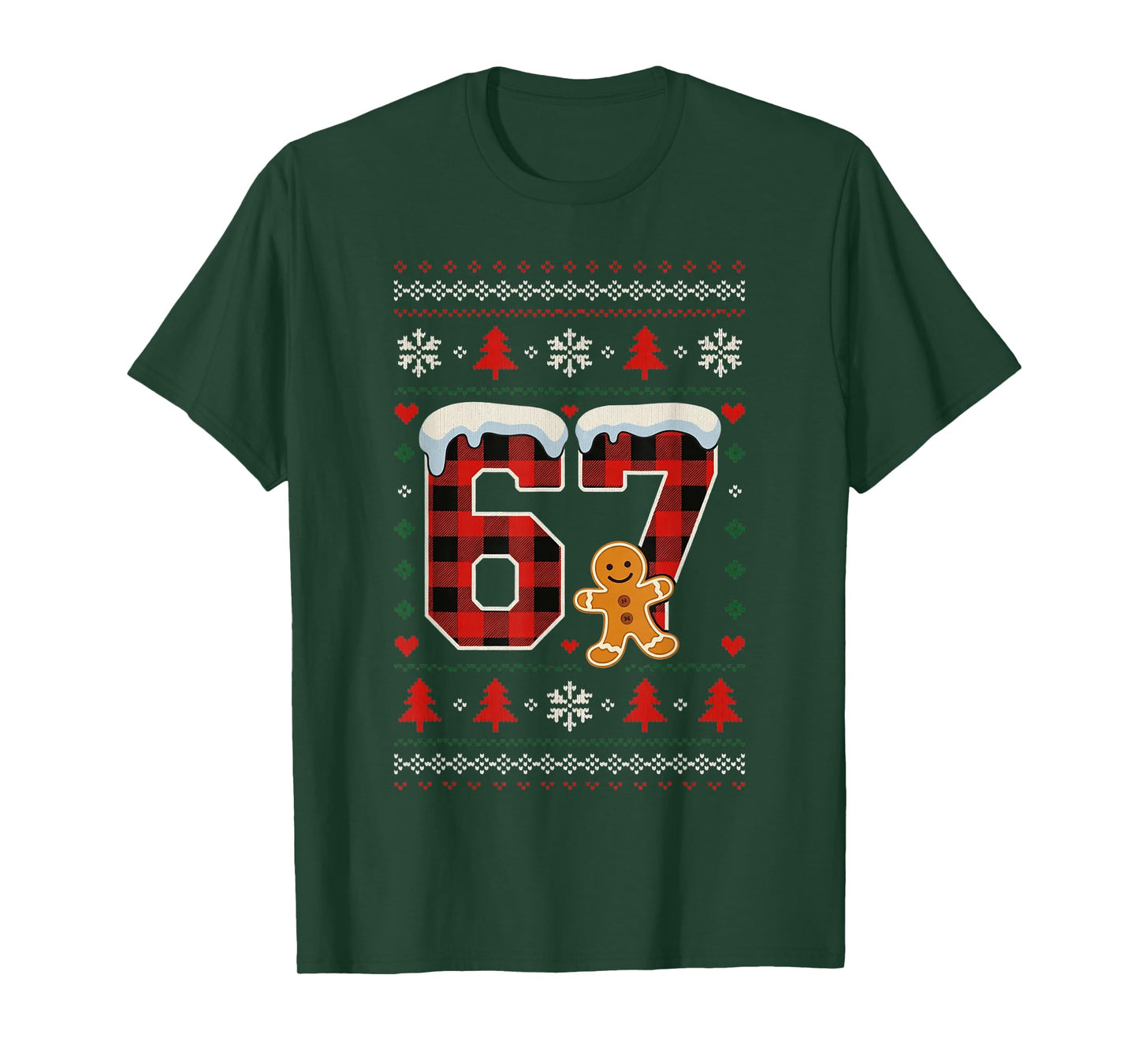 Funny Christmas Meme 67 Red Plaid Gingerbread Ugly Sweater T-Shirt