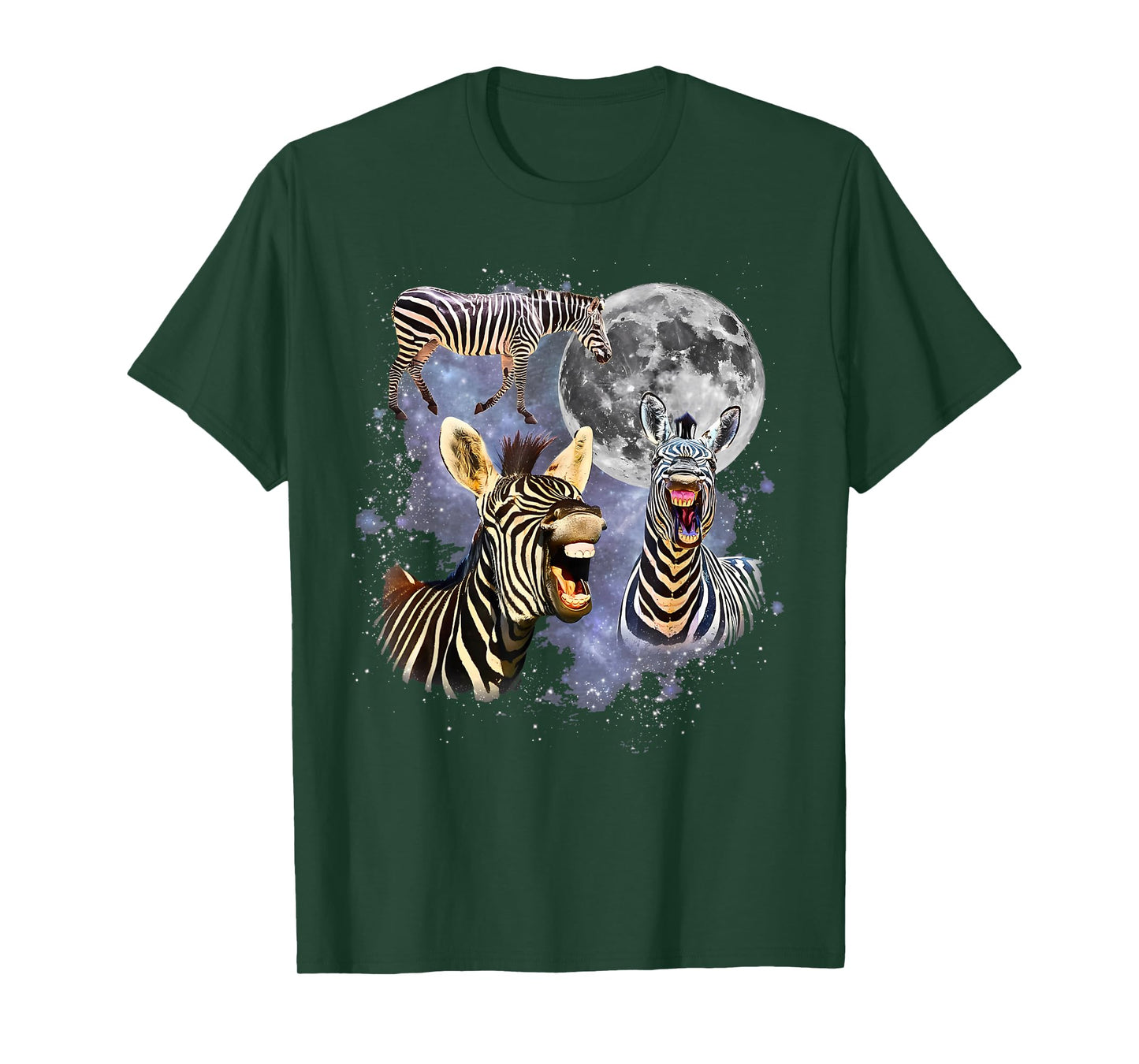 Vintage 90s Three Zebra Howling at The Moon Wildlife Graphic T-Shirt