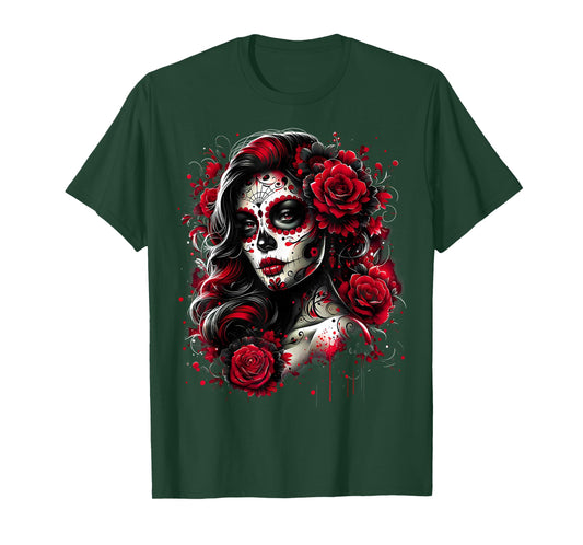 Dia De Muertos La Catrina Day of The Dead Sugar Skull Women T-Shirt