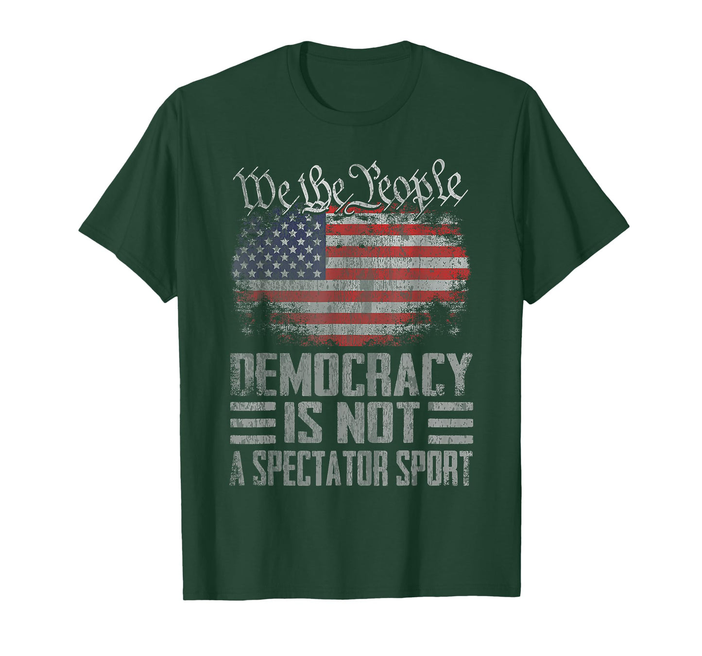 Democracy is Not A Spectator Sport Vintage America Flag T-Shirt