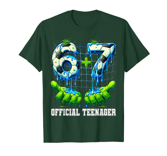 6+7 13 Year Old Official Teenager Drip Soccer 13th Birthday T-Shirt
