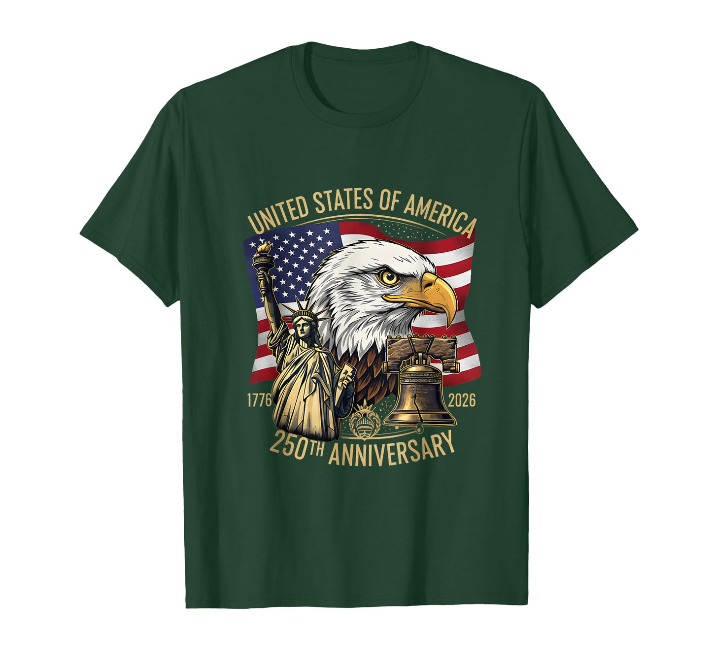 250 Years 1776-2026 250th Birthday Eagle Liberty Bell T-Shirt