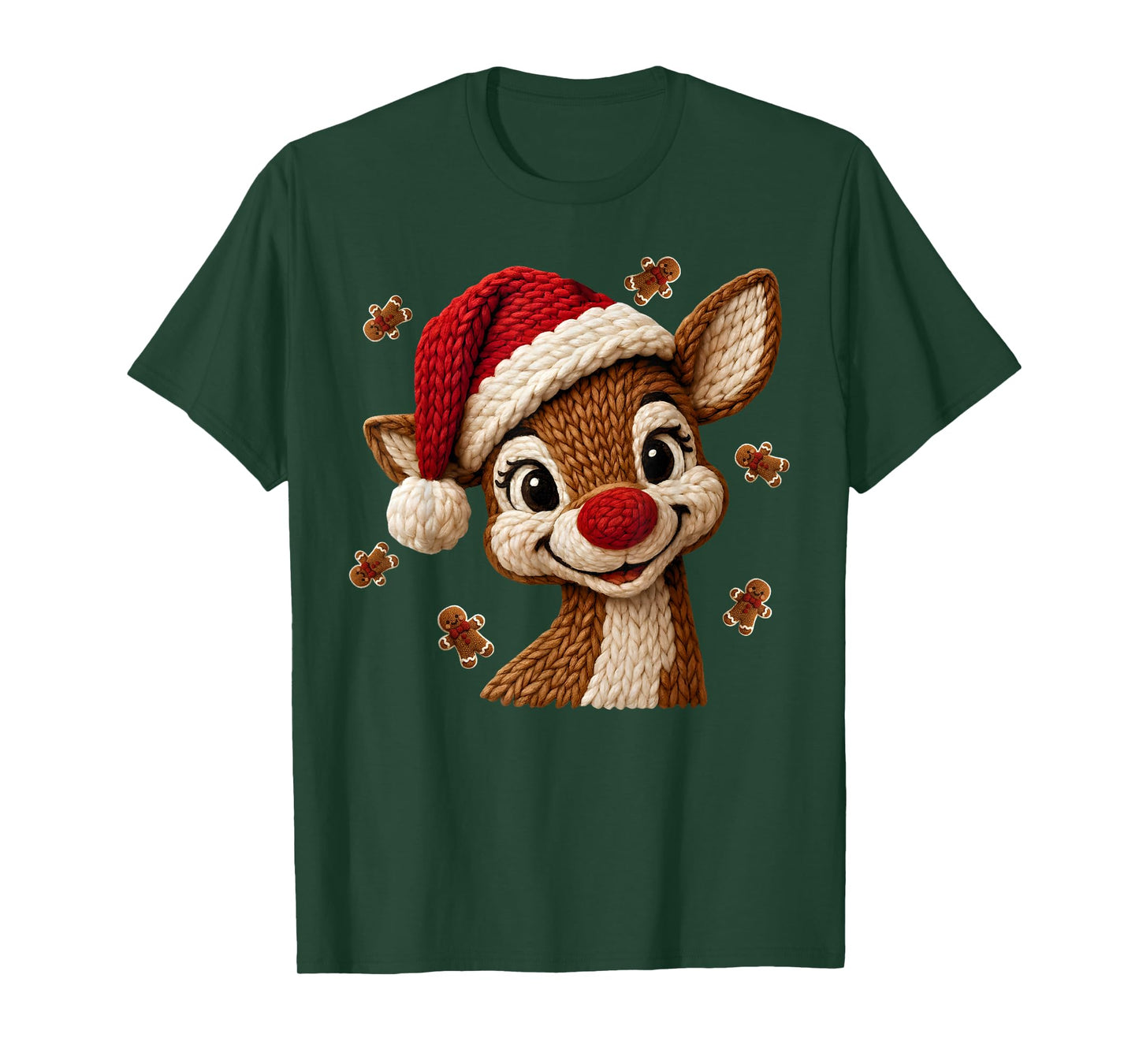 Cute Reindeer Rudolph Crochet Christmas Xmas Pajamas Holiday T-Shirt