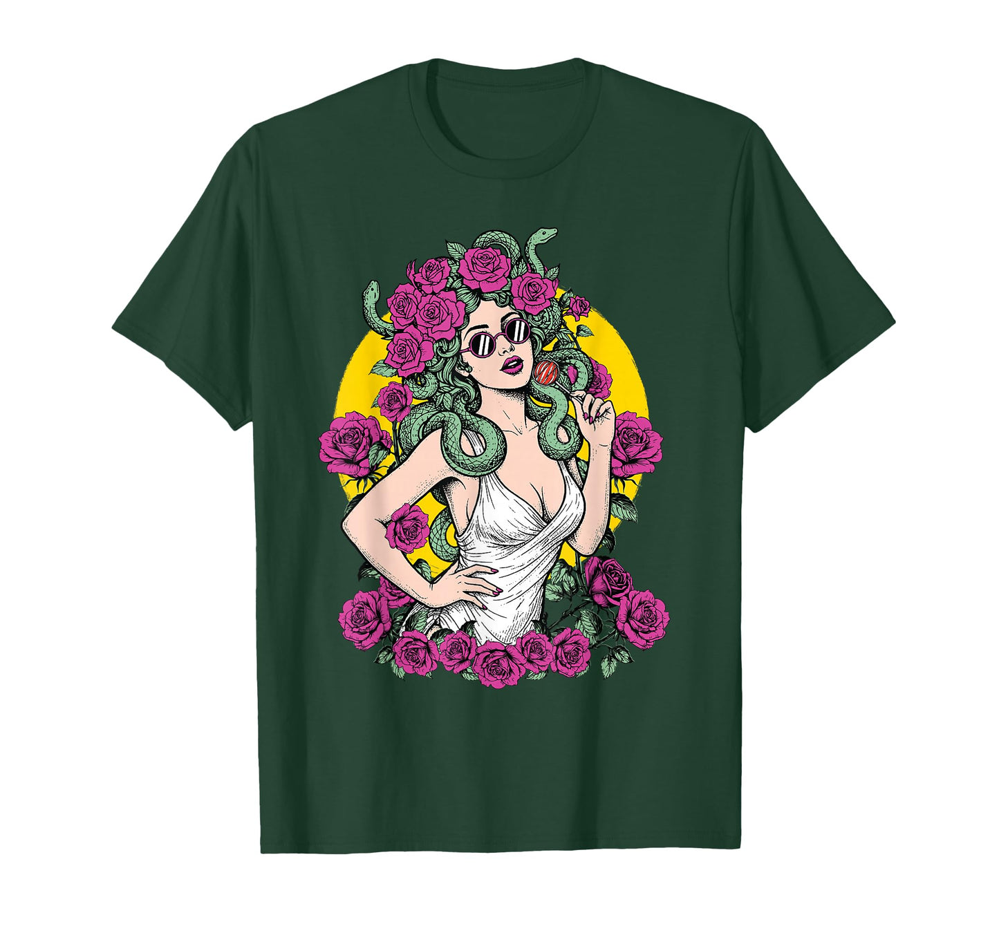 Medusa Lollipop Hippie Modern Snakes Greek Mythology Pop Art T-Shirt