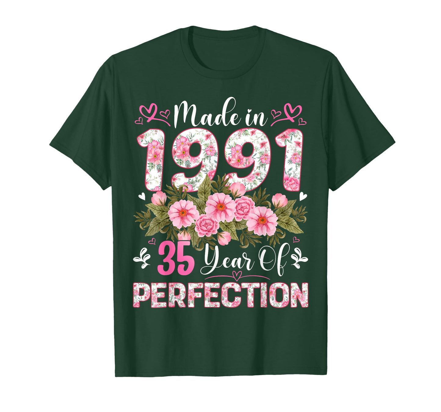 35 Year Old Made in 1991 Floral 35th Birthday Women T-Shirt