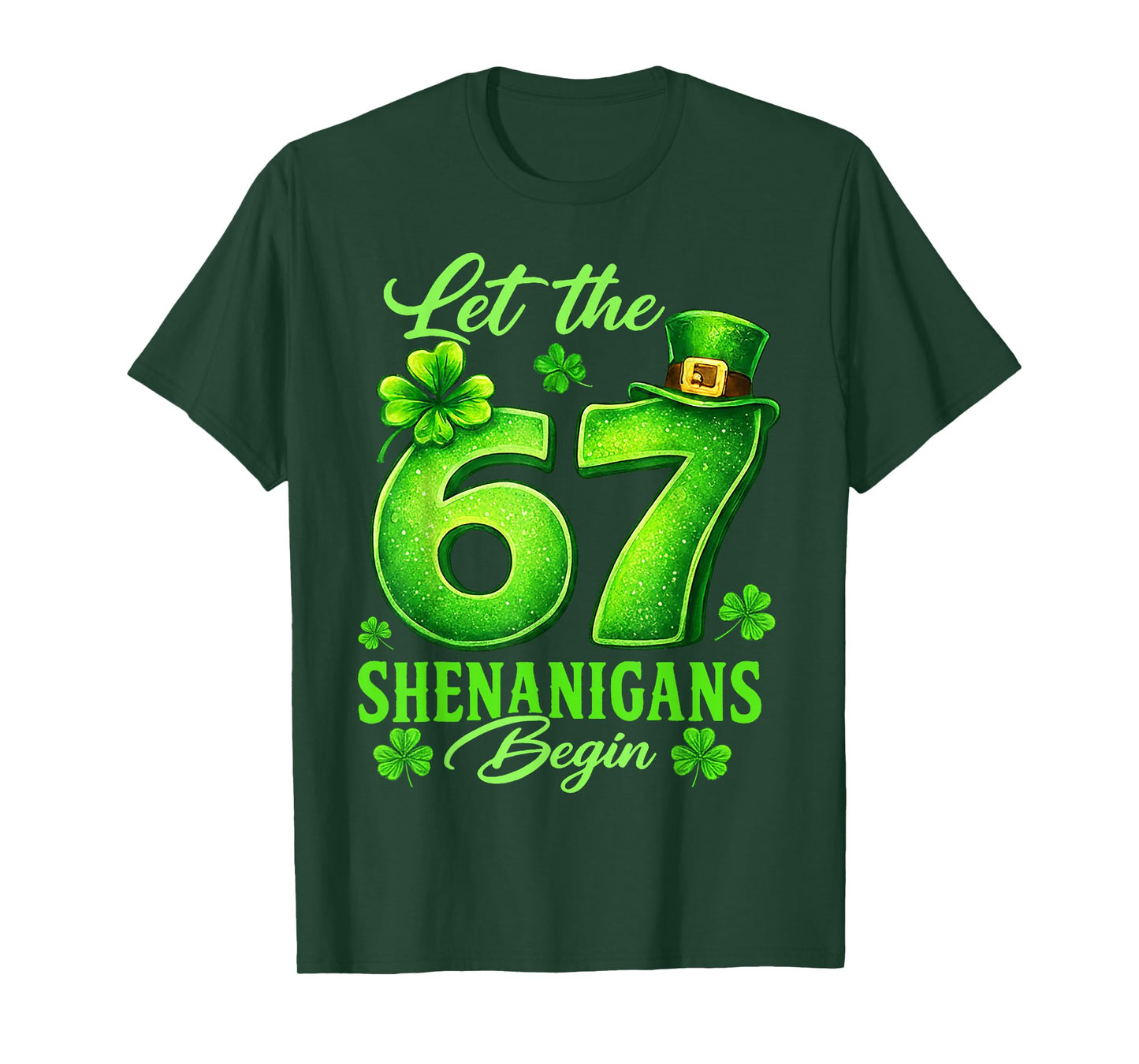 St Patrick's Day Funny six Seven Meme 67 Gifts 6 7 Boys Kids T-Shirt